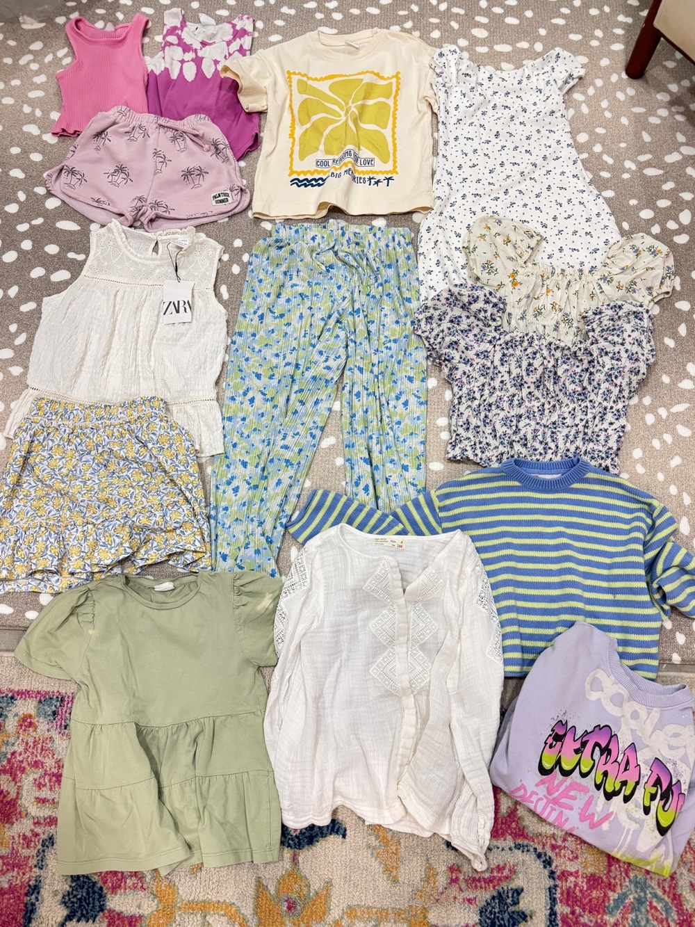 Lot Zara Kids girls top shorts tee pants dress tank sweater blouse skirt floral